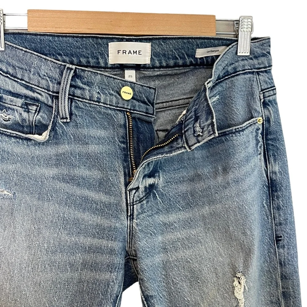 Frame Womens Le Garcon Beldon Rips Straight Leg Jeans Size 25 Distressed - Picture 5 of 12